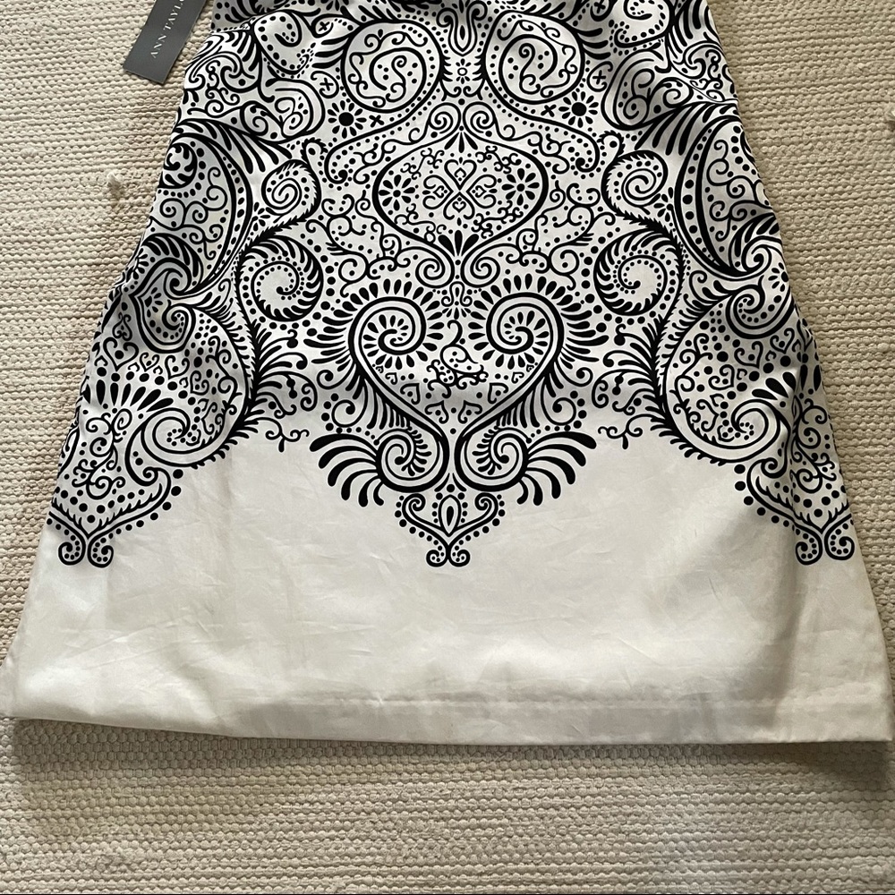 Ann Taylor A-Line Tube Dress White/Black Print - Picture 3 of 7
